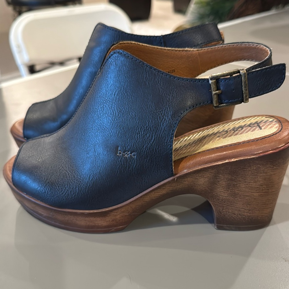 Boc Shoes | B.O.C. Sheila Clog Comfort Heel Mule Peep Toe Sandal